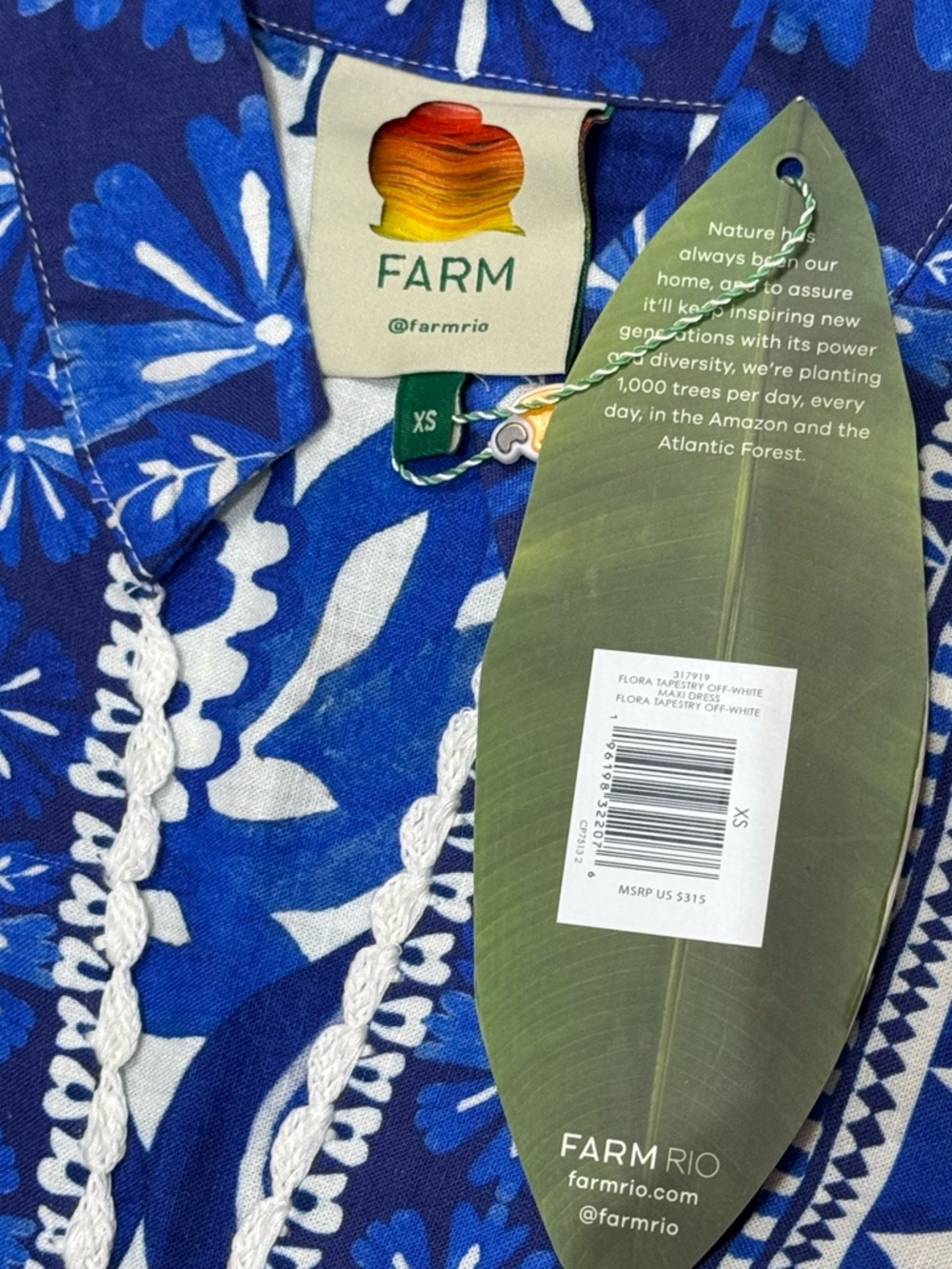 FARM Rio Blue and White Floral Print Maxi Dress - Picture 9 of 13